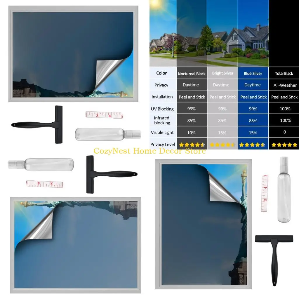 92MF Privacy Reflective Glass Covering 40cm X 200cm Allows 10 Visible Light Transmission