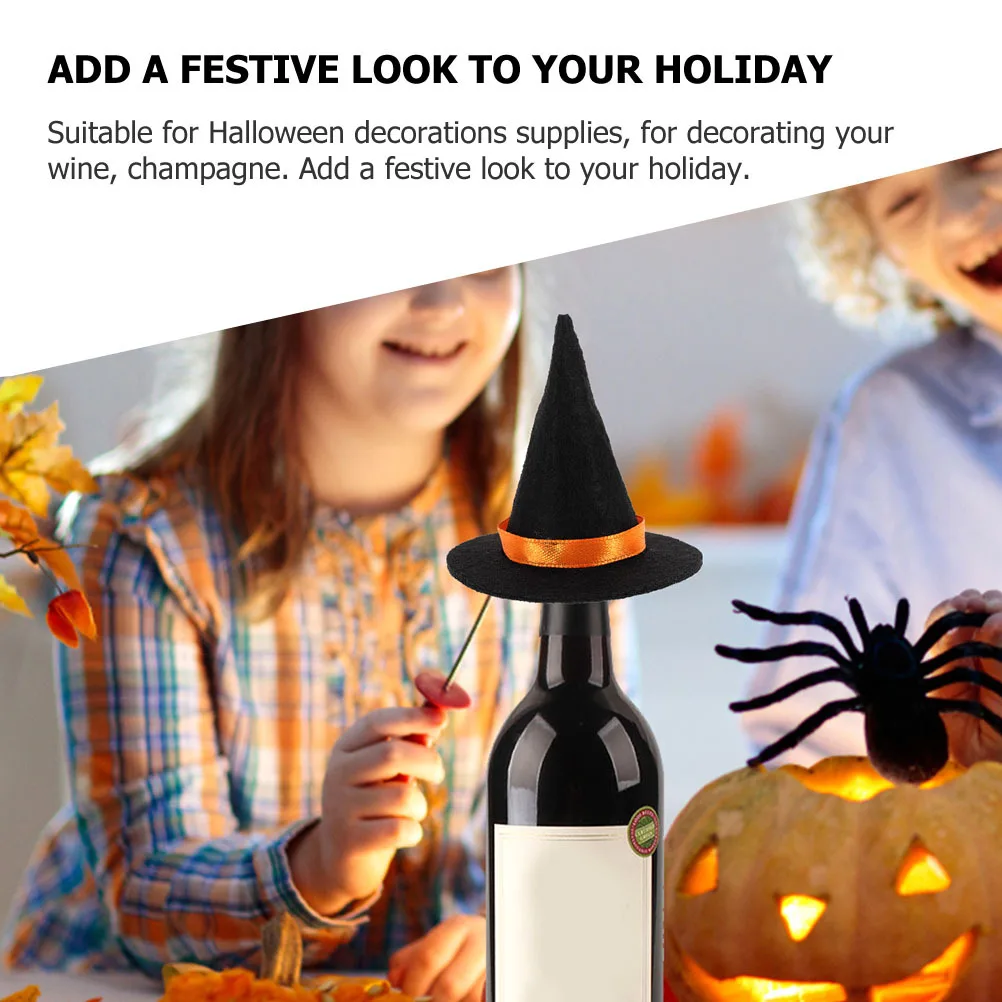 

8Pcs Halloween Witch Hats Miniature Tiny Party Hats Wine Bottle Topper Halloween Decoration Hat Decors