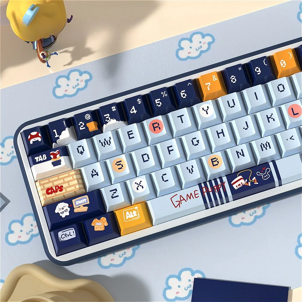 

PBT Keycaps 138/158 Keys, Cherry, Game Puppy Theme, Personalized Keycaps for Cherry MX 104/87/61 Mechanical Keyboard