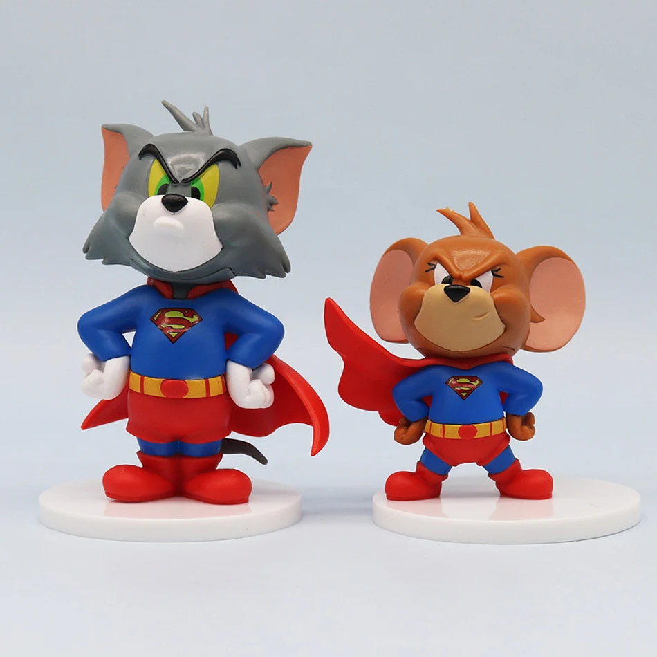 6pcs Cartoon Tom Cat Mouse Jerry Car Decoration Cute Desk Decorations Doll Miniature Action Figures for Fun Style Kids Gifts