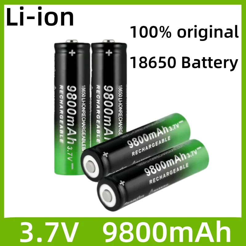 100%18650 Lithium Batteries Flashlight 18650 Rechargeable-Battery lpega 3.7V 9800mah for Flashlight + USB charger