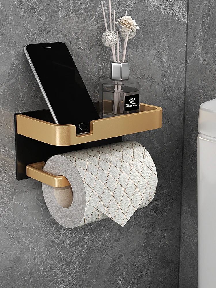 Wyj Tissue Holder Punch-Free Mobile Phone Toilet Paper Holder Paper Extraction Box Toilet Paper Rack