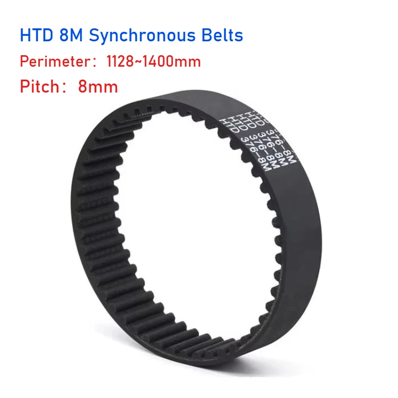 HTD 8M Closed Loop Rubber Synchronous Belts Width 20/25/30/35/40mm Pitch 8mm Perimeter 1128~1400mm Arc Tooth Timing Belt