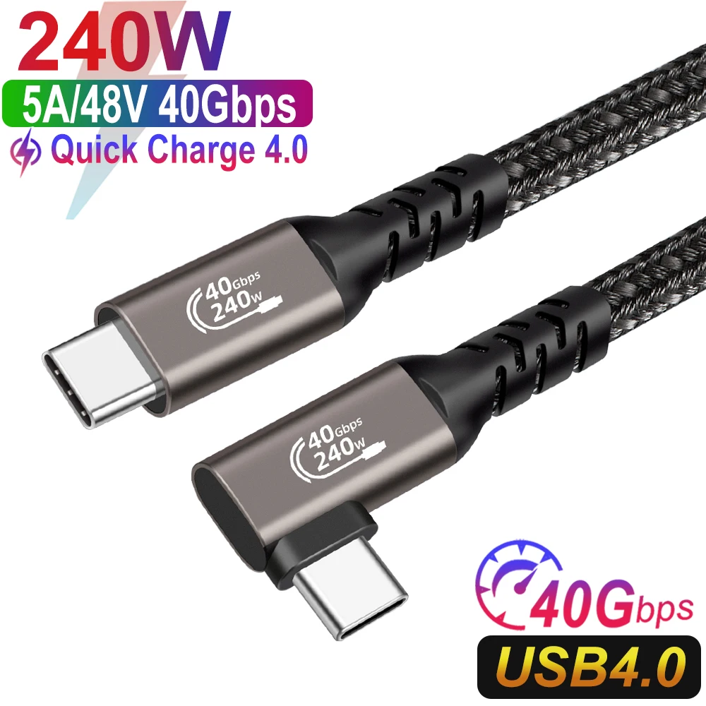 Elbow PD240W USB4 40Gbps 8K Type C to C Cable 48V5A Fast Charging Cable for Huawei Samsung MacBook PS5 Nintendo Switch iPhone15