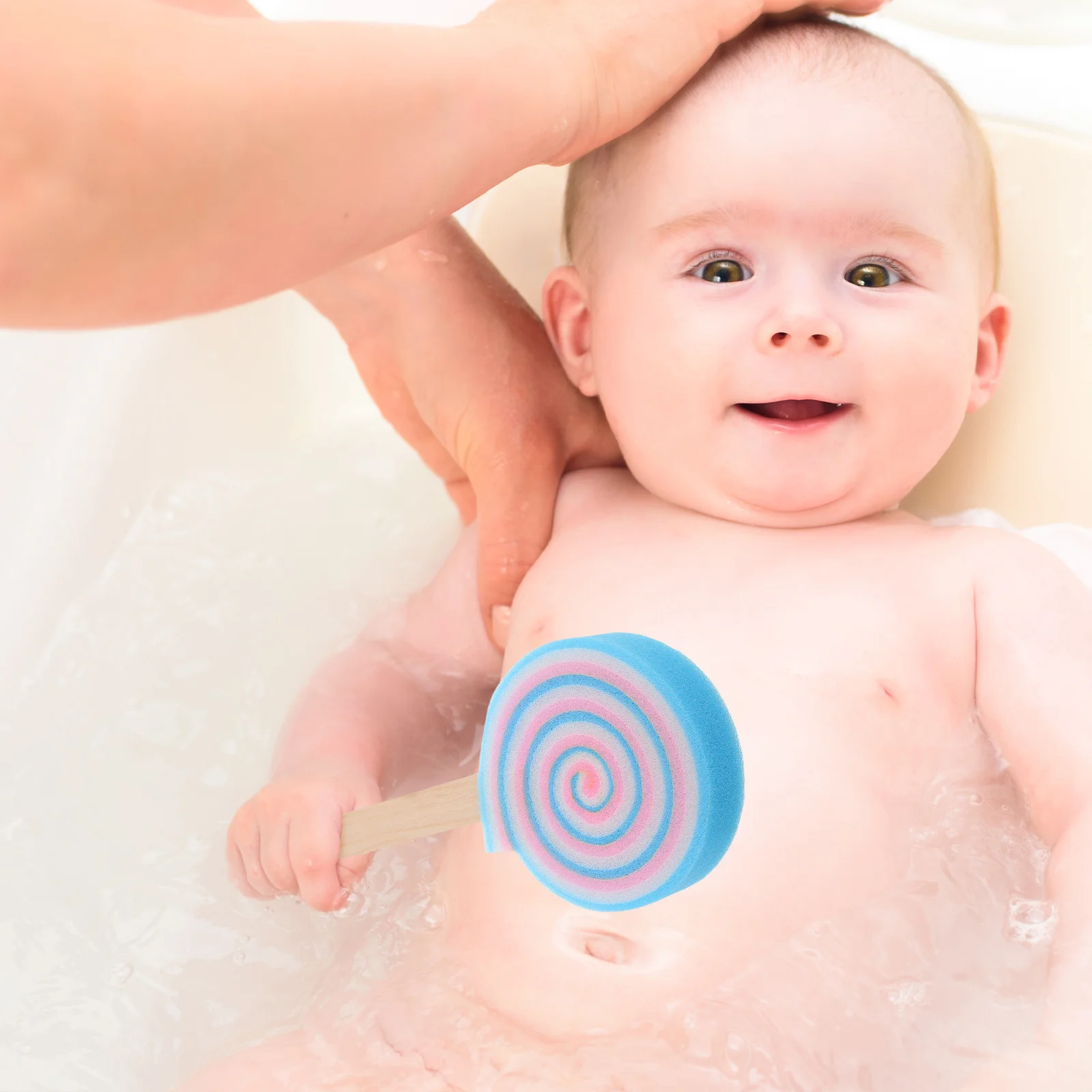 Esponja de Baño de Doble Cara con Forma de Piruleta, Suave y Delicada, Exfoliante Corporal de Dibujos Animados para Niños y Niñas, Esponja de Baño Divertida y Bonita