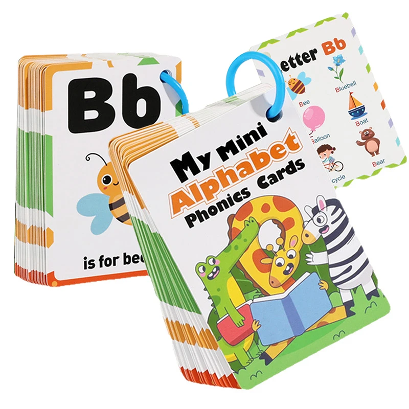 

27 English Alphabet Flash Cards, 156 A-Z English Words, Alphabet Phonics English Learning Spelling Cards, Letter Pronunciation