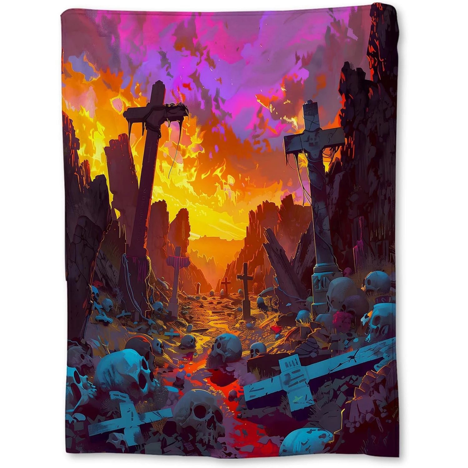 Terrifying Graveyard Scene Blanket | Soft Warm Fuzzy Lightweight Flannel Throw Blanket for  Cozy Blankets for Adults Women Men