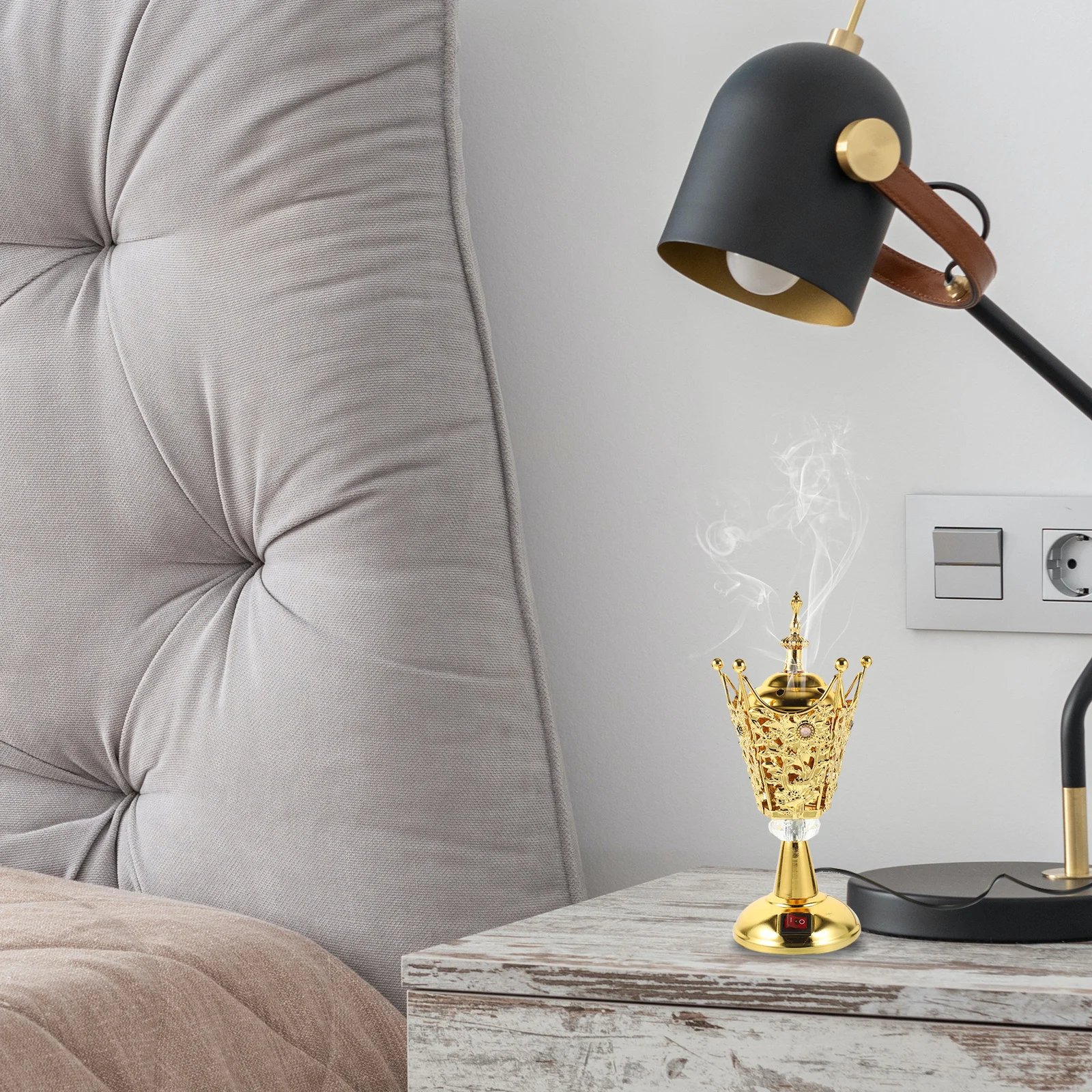 

Electric Incense Burner Retro Metal Iron Censer for Home Relaxing Aroma Decorative Incense Holder Us Plug