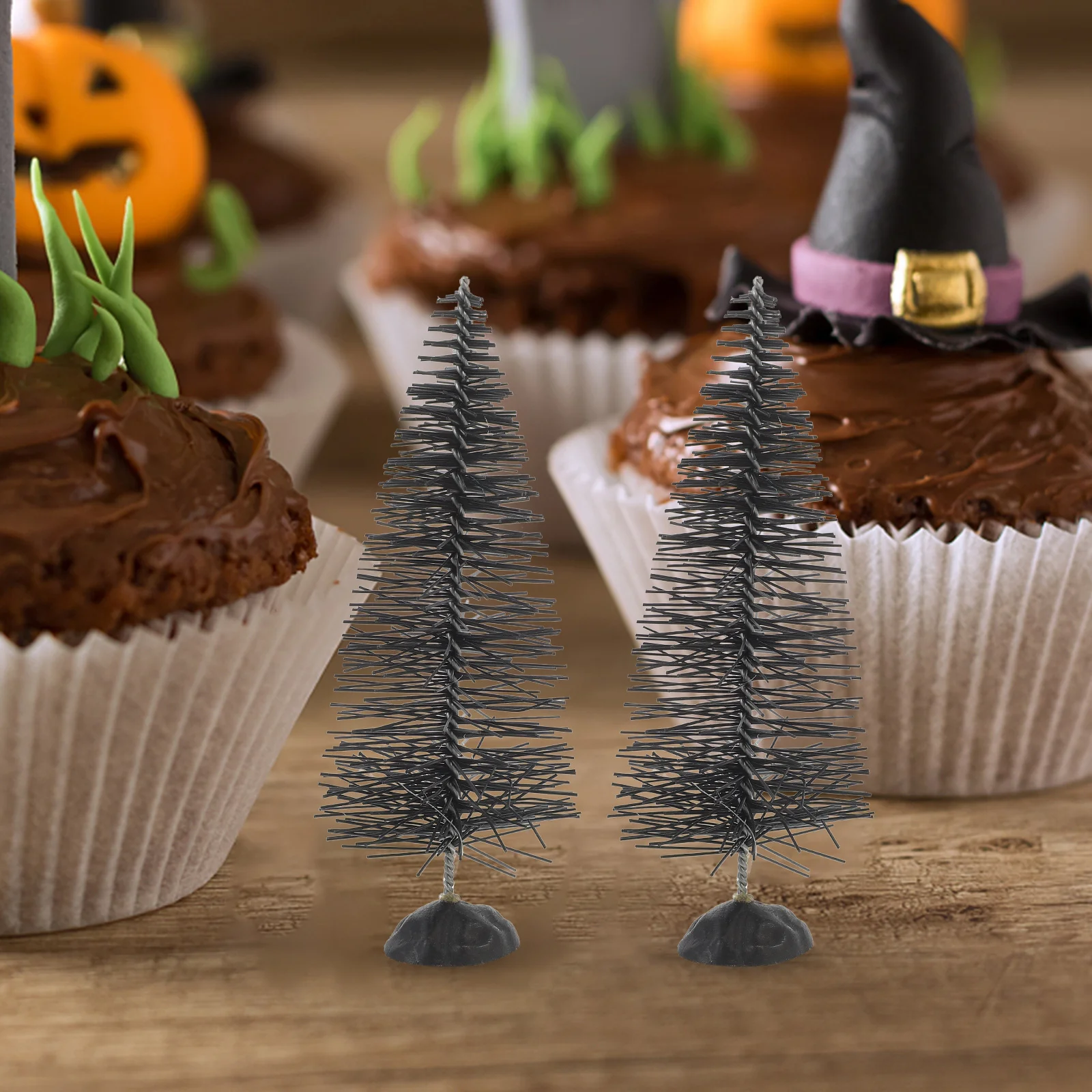 

10Pcs Halloween Trees Spooky Decorations for Halloween Village Party Tabletop Mini Artificial Trees Ornaments