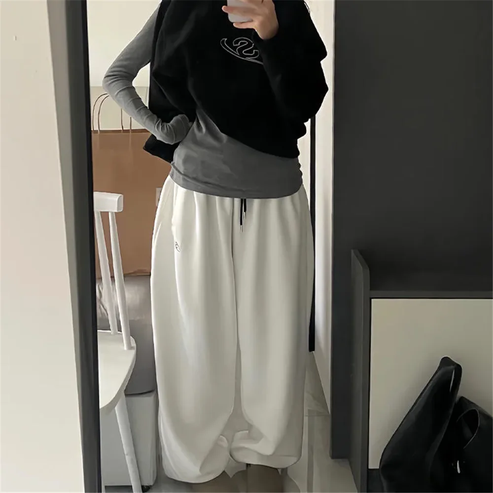 Gray Oversize Style Loose Sweatpants Women Harajuku Korean Fashion Sport Pants Embroidery Vintage Baggy Trousers