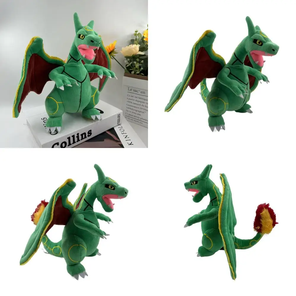 

Kawaii 25cm Green Rayquaza Charizard Fusion Plush Toy Stuffed Doll for Kids Birthday Gift Cute Soft Filled Animal