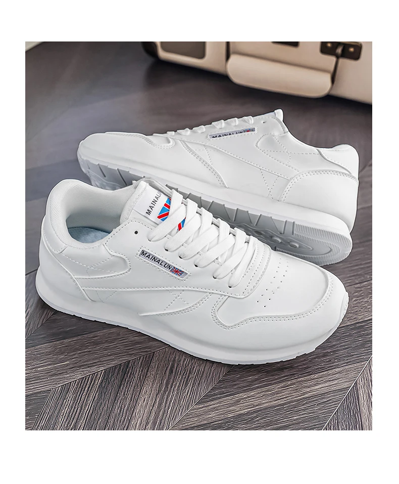 Herren Freizeitschuhe, Weiße Sneaker, Einfarbig Klassisch, Bequem und Stilvoll, Geeignet zum Gehen und für Outdoor-Training – Detail 8