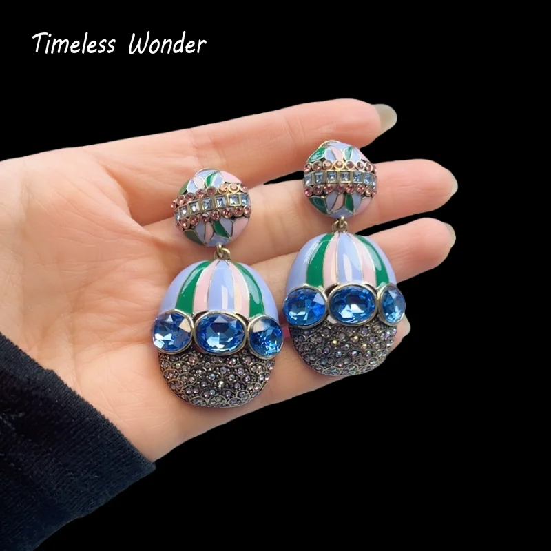 

Timeless Wonder Retro Enamel Zircon Hot Air Ballon Stud Earrings Women Designer Jewelry Luxury Gift Vintage Top Trendy 5133
