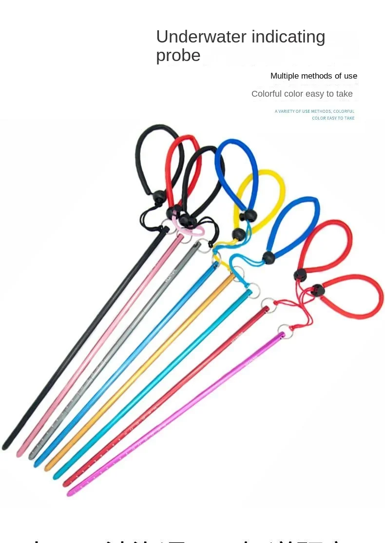 340MM Diving Solid Aluminum Alloy Tink Rod Bottle Knocker Underwater Indicator Probe Rod with Hand Rope Tink Rod 34CM