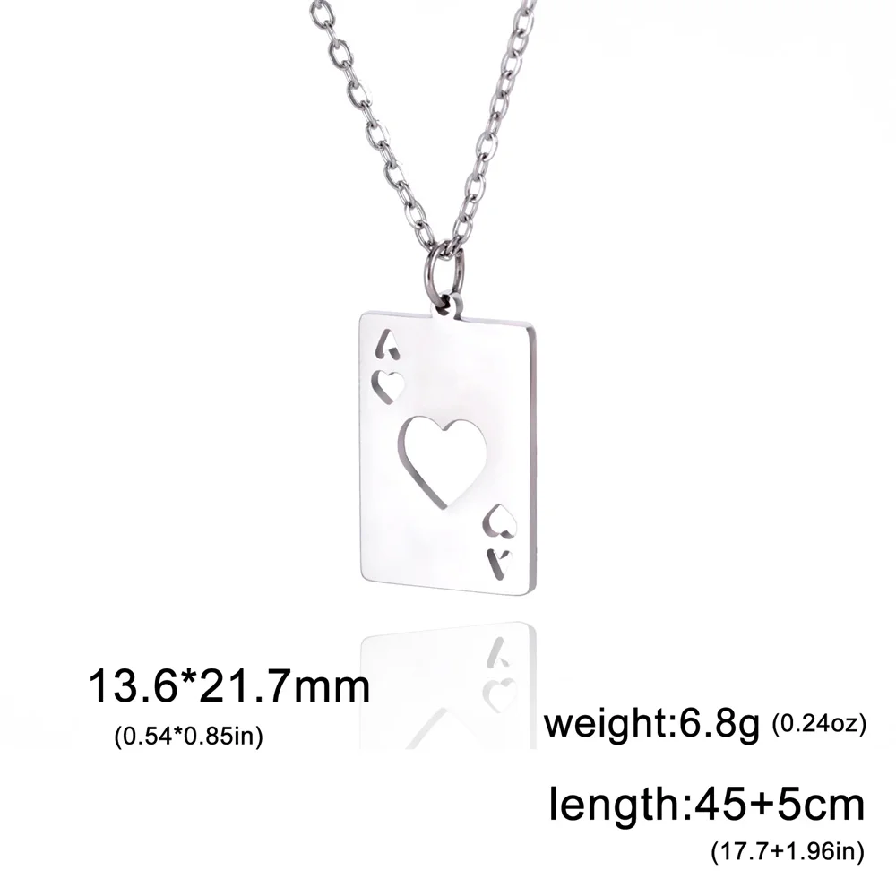 My Shape Lucky Ace Of Spades Necklace for Men Women Poker Card  Pendant Chain Necklaces Stainless Steel Hip Hop Jewelry Gifts