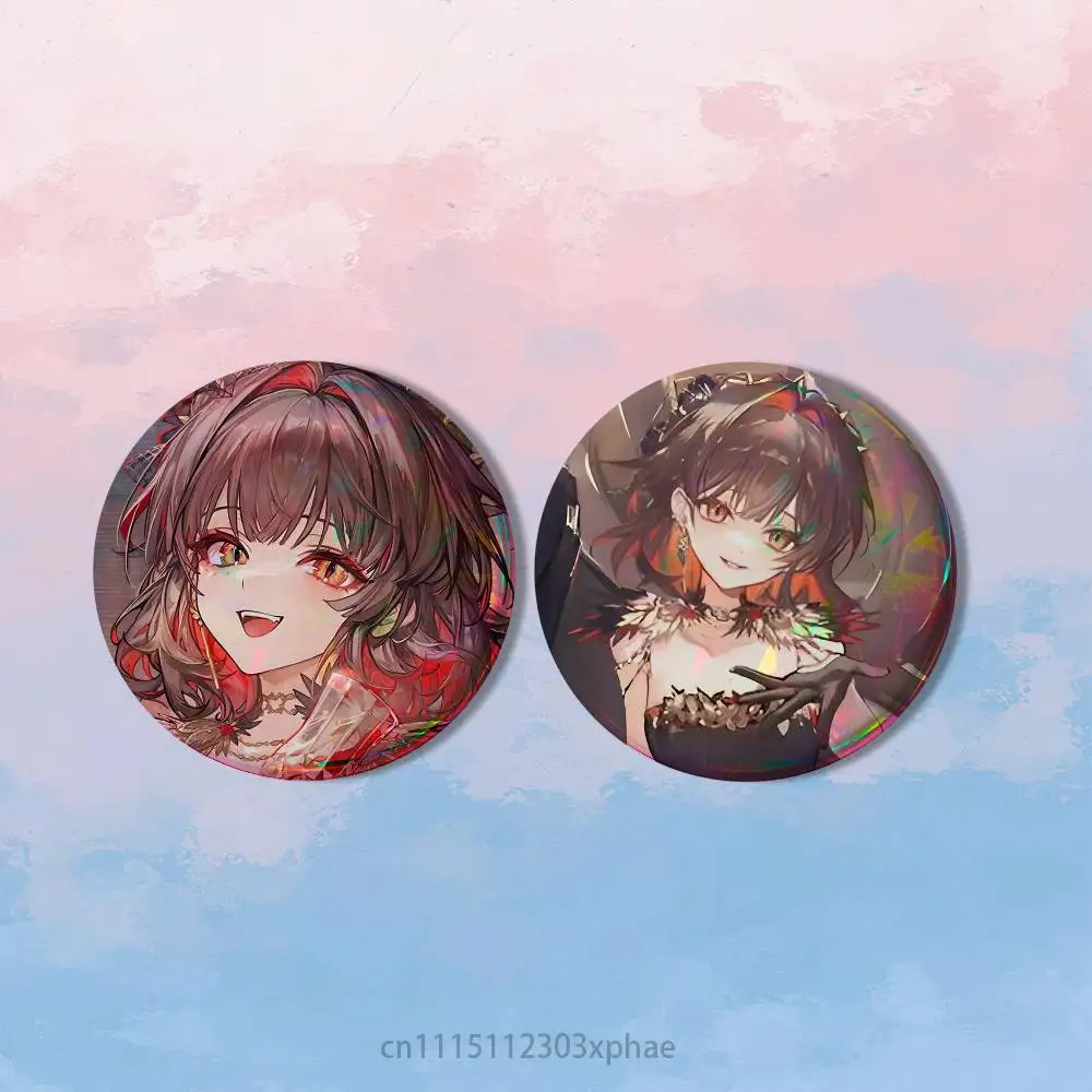 Sliver Palace Red Rose HD Print Round Lapel Pins Pretty Derby 2 piece set Round Display Brooches Brooch Badges