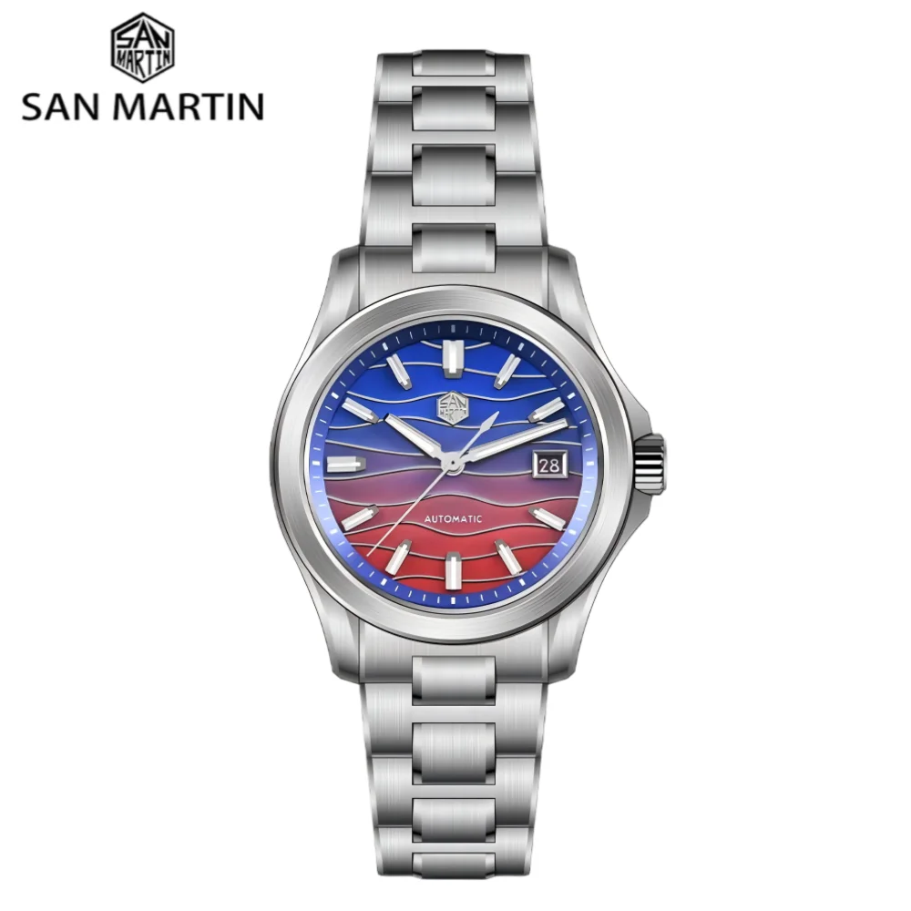 

San Martin 39mm Miyota 9015 Splicing MOP Dial Men Automatic Watch 3H Date BGW-X1 Luminous Sapphire 10Bar Waterproof SN0150
