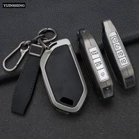 Zinc Alloy + Leather Car Key Case Cover for 2024 Kia EV9 Picanto Carnival Seltos K5 KA4 Sorento Morning 5 6 7 8 9 Bottons Remote