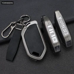 Zinc Alloy + Leather Car Key Case Cover for 2024 Kia EV9 Picanto Carnival Seltos K5 KA4 Sorento Morning 5 6 7 8 9 Bottons Remote