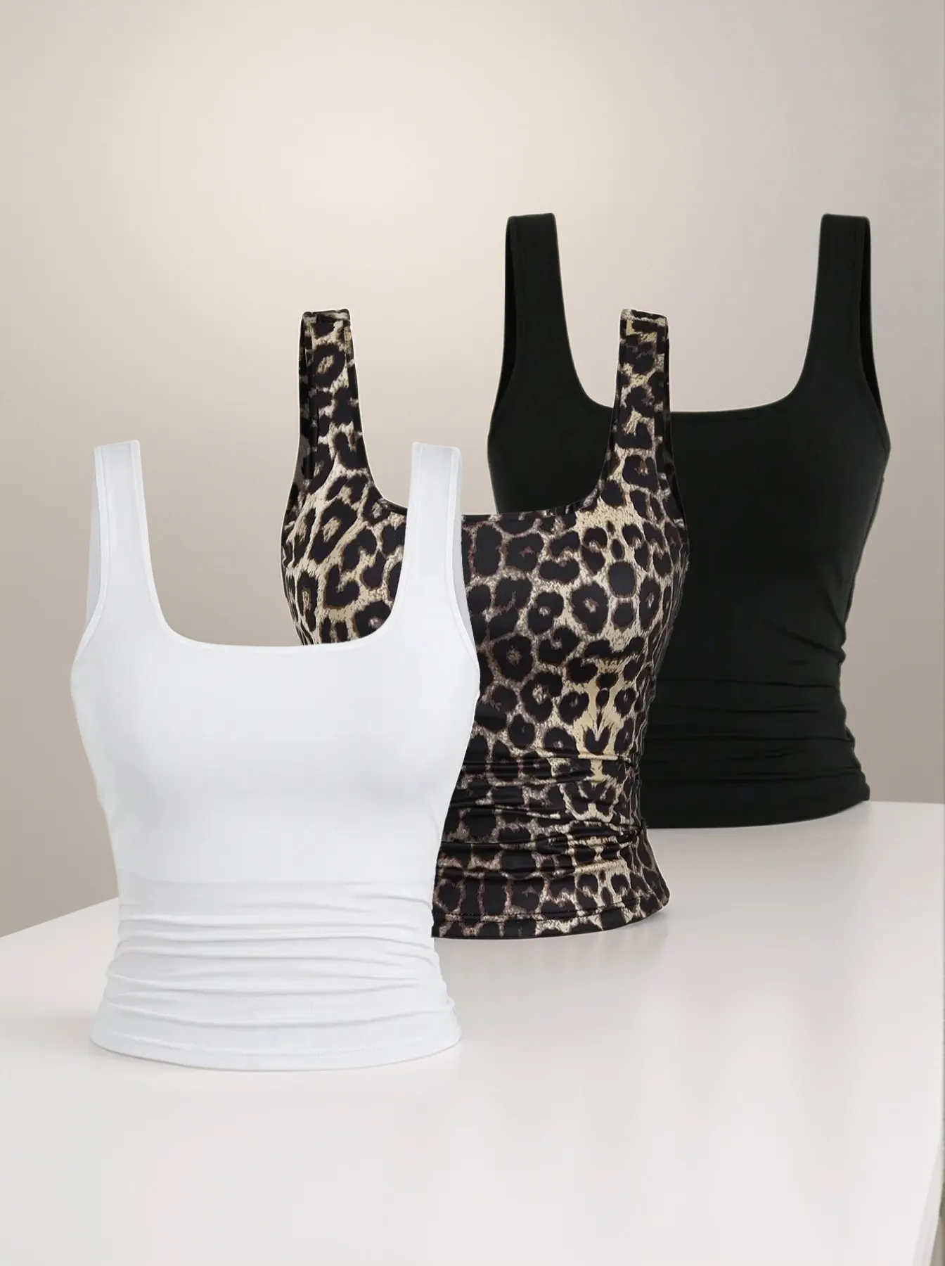 

Plus size women's leopard print camisole three-piece set fashion casual 2025 new