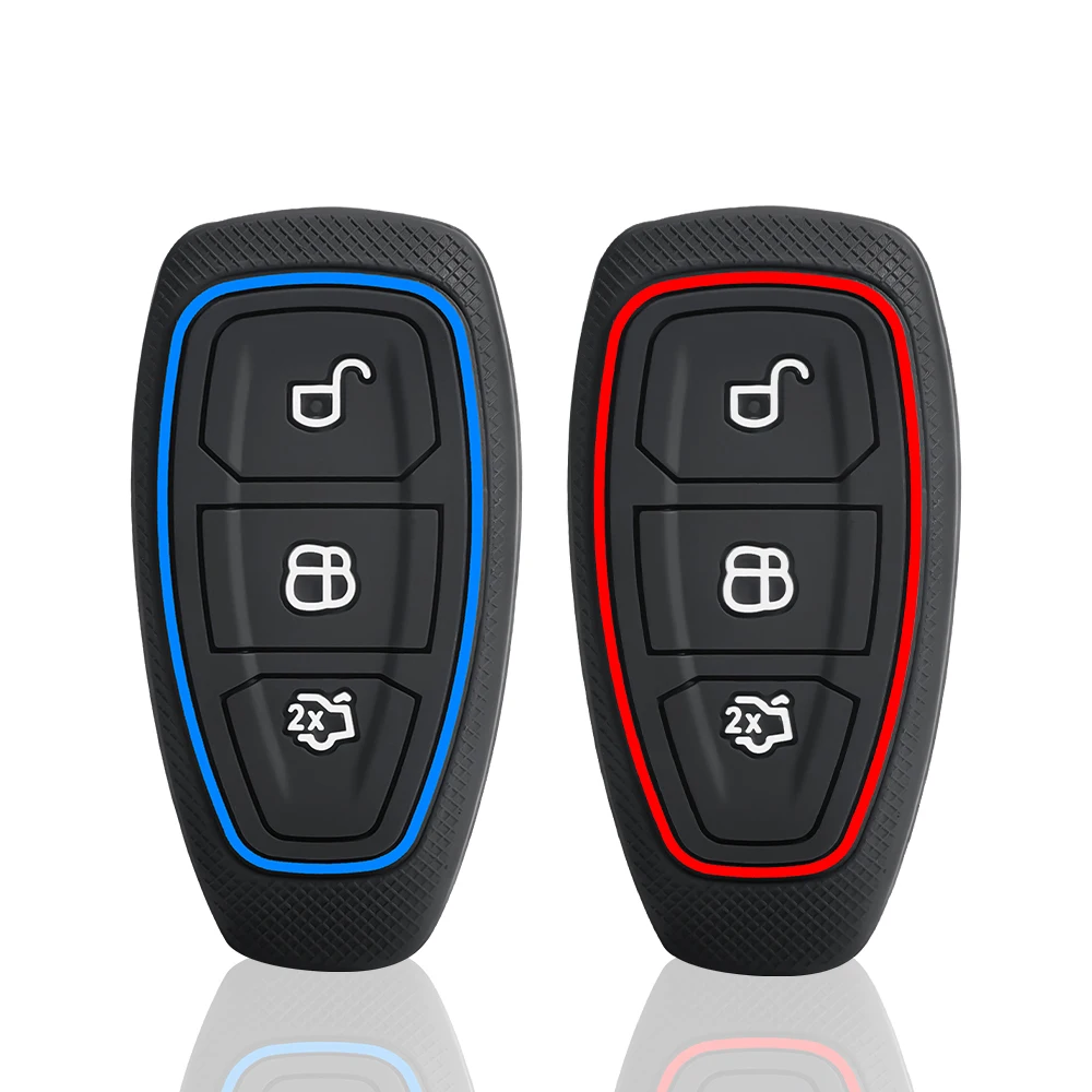 Car Key Pack for Ford ST Line Fiesta Focus Mondeo Ecosport Kuga Puma Edge Escape Metallic Silicone Car Key Fob Case Accessories