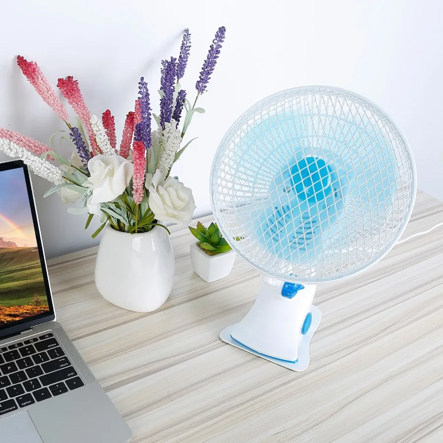 

3-in-1 Clip On Fan, Quiet Small Desk Fan with 2 Speeds and Auto Oscillation, Clamp Fan for Office Bedroom Stroller, Safe for Ba