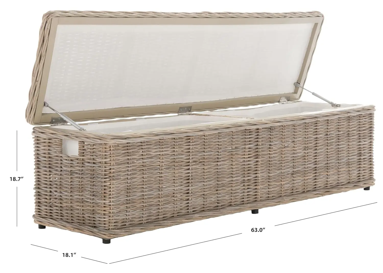 Home Collection – Natural Wicker Storage Bench, Rustic Rattan Bench with Hinged Lid for Bedroom or Entryway,, Customized