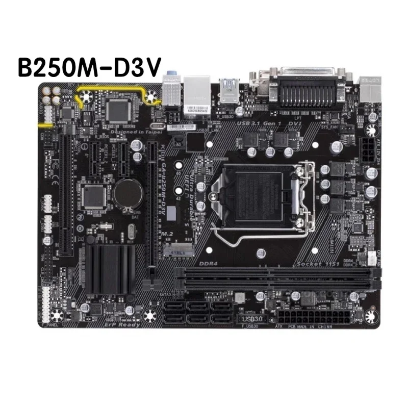 

Материнская плата для Gigabyte GA-B250M-D3V B250M D3V LGA 1151, материнская плата DDR4, 100% протестирована, ОК, полностью работает, бесплатная доставка