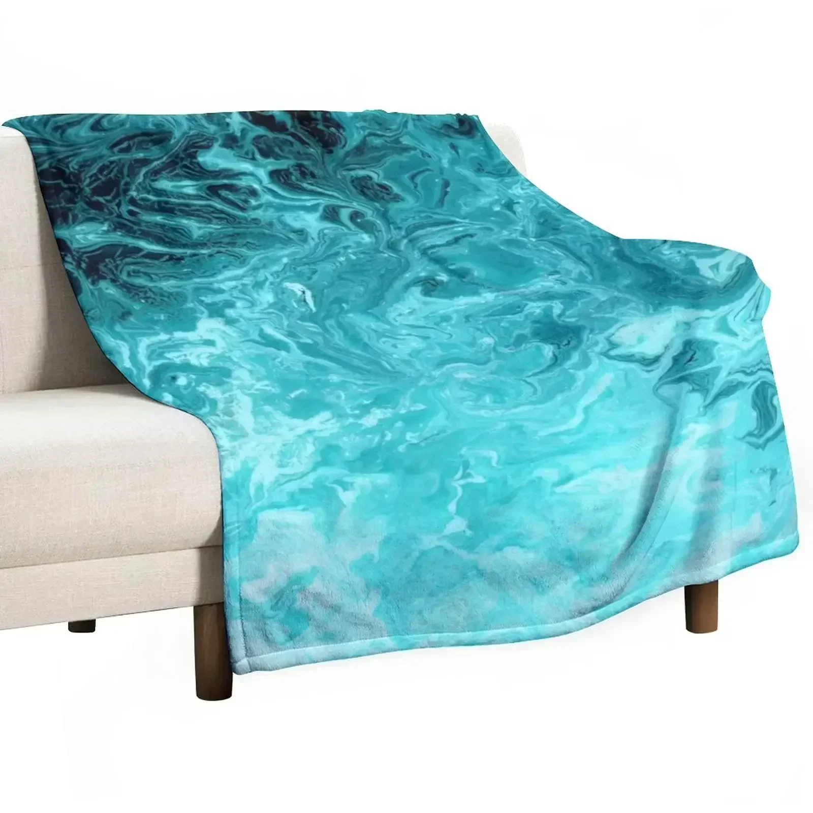 Wave Turquoise Throw Blanket Flannels For Decorative Sofa Loose For Baby Blankets For Bed babies Blankets