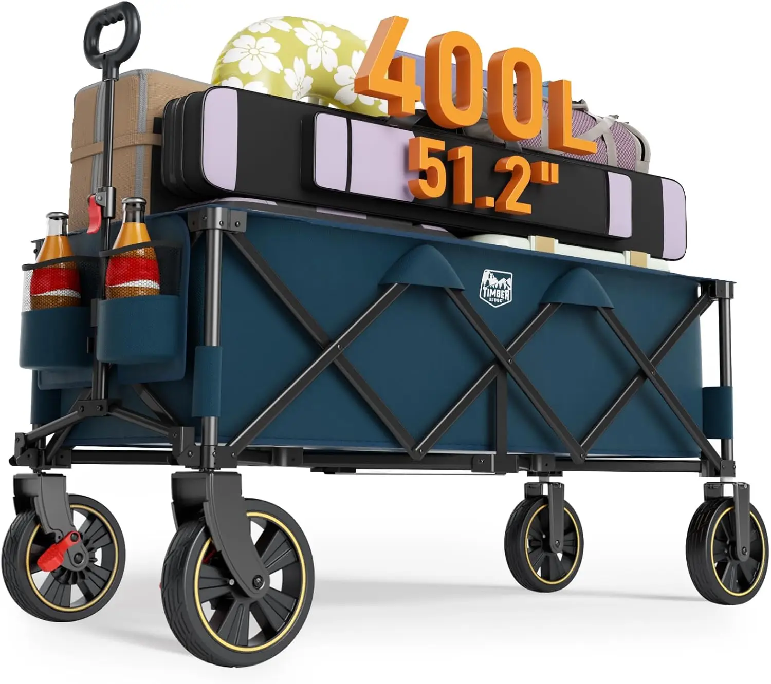 Camping & Shopping, Collapsible, - 500LBS Heavy Duty, Adjustable Handle, 400L Capacity
