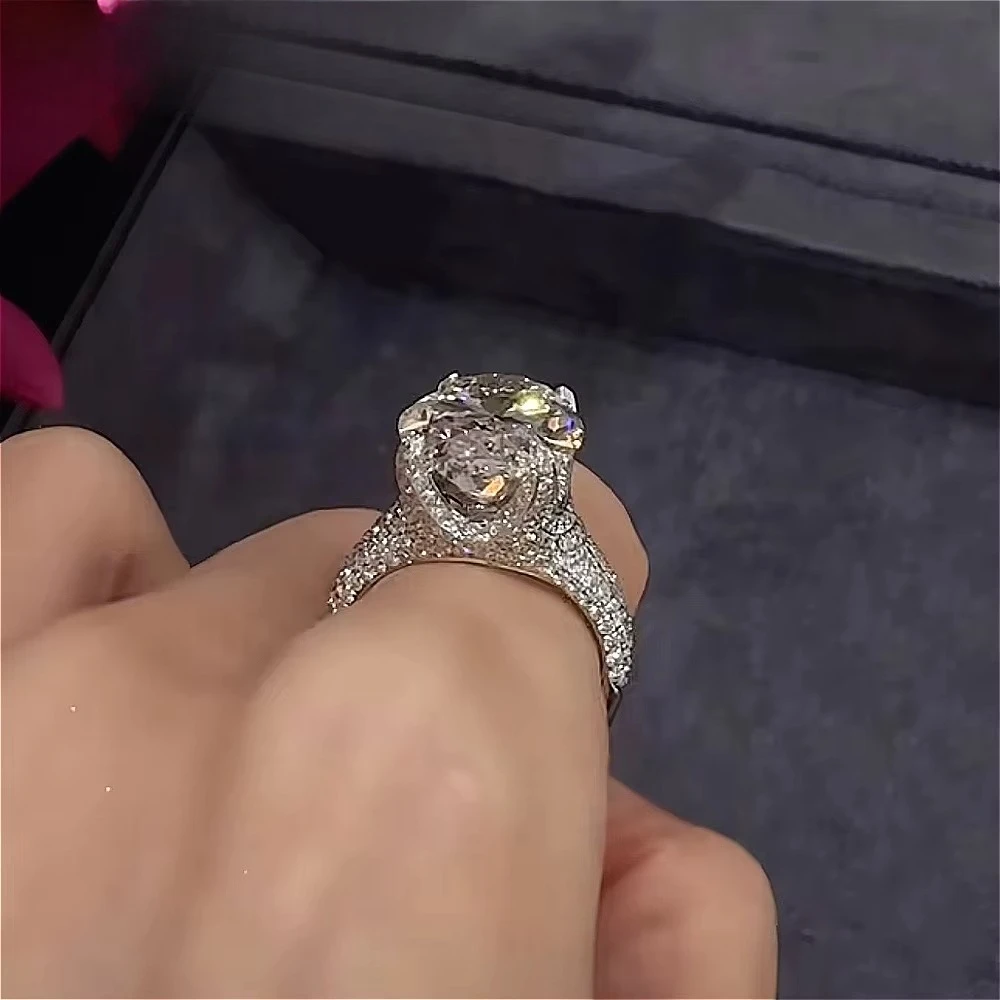 Ultra-Shimmering Floral Ring Set for Women 925 Silver High-Carbon Diamond Luxury Engagement Ring Fashion Jewelry