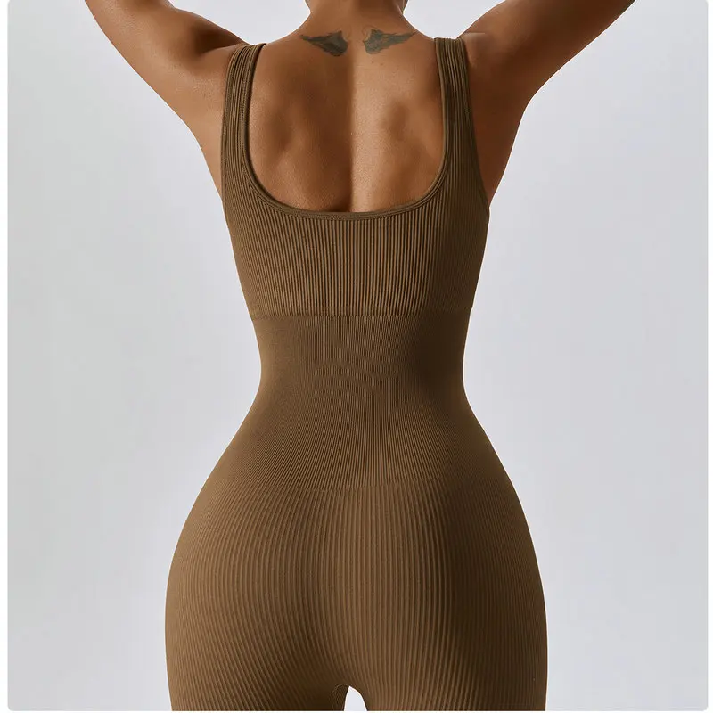 Women Seamless One-Piece Yoga Suit Dance Belly Tightening Fitness Workout Set Stretch Bodysuit Gym Clothes Push Up Sportswear
