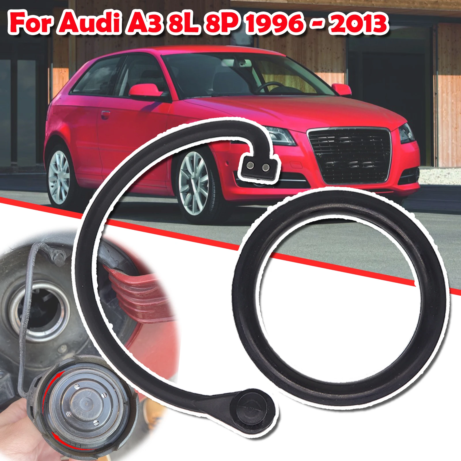 

For Audi A3 8L 8P Caravelle Multivan Fuel Tank Cap Washer Tether Ring Rope Band Repair 1J0201550A 1K0201557A 1996 1997- 2013