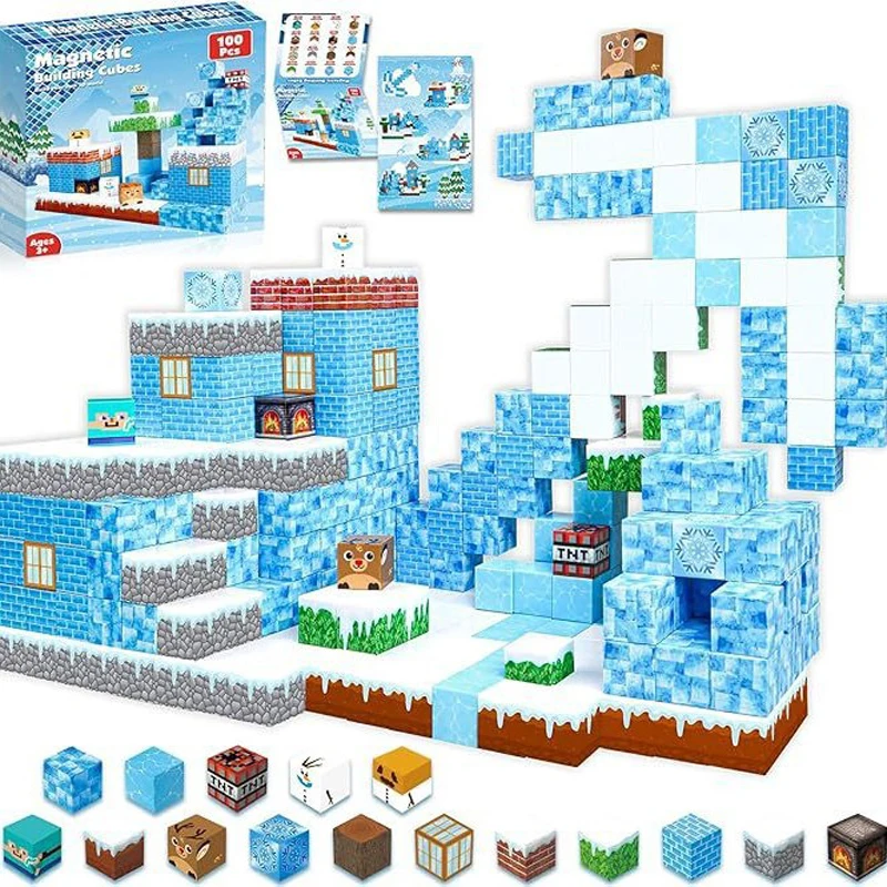 Alter ab 3 Jahren DIY Modell Kinder Magnetische Bausteine Mine World Magnet Cube Set STEM Montessori Sinnesspielzeug für Kinder Jungen Mädchen