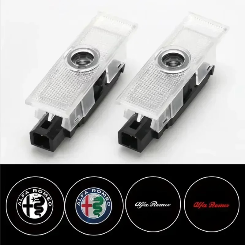2 pieces LED Car Door Welcome Light Decorate Laser Logo Projector Lamp For Alfa Romeo 159 Mito Stelvio Spider Giulietta Giulia