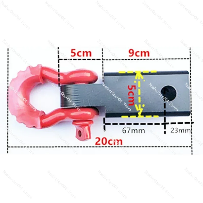 Shackle Receiver Recovery  Block Double Hole Powder Coat RED Hitch   Includes  Pin D-Ring For SUV