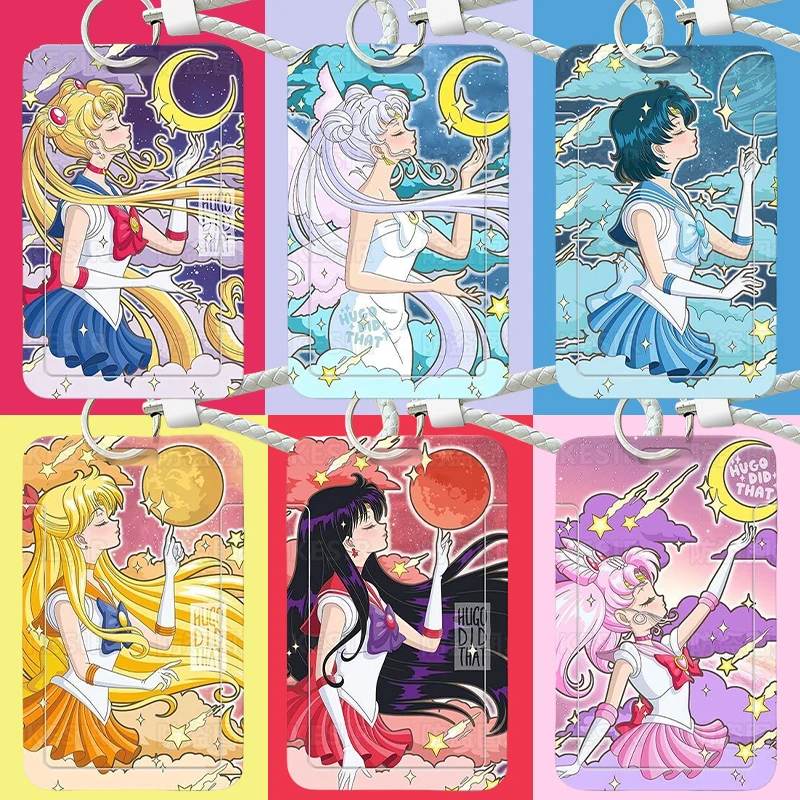Sailor moon dos desenhos animados tsukino usagi titular do cartão anime figura hino rei chibiusa capa de cartão de crédito cartão de banco manga capa protetora