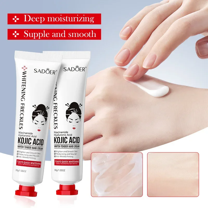 SADOER Kojic Acid Hand Cream Brightening Repair Dry Rough Skin Moisturizing Nourishing Smoothing Hydrating Daily Hand Care 30g
