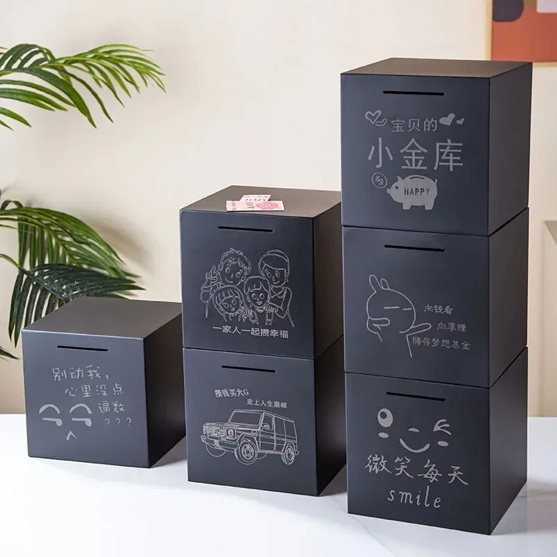 يمكن لبنك الخنزير المصنوع من الفولاذ المقاوم للصدأ أن يدخل وخروج صندوق التوفير ذو السعة الكبيرة عالي القيمة للأطفال الأولاد والبنات #3