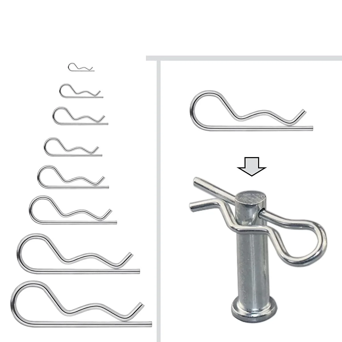 100 Pieces Packaged in Bags, 6 Different Specifications, R Clips, Fixed Pins, Sales Classification, Spring Clips, Hanging Pins
