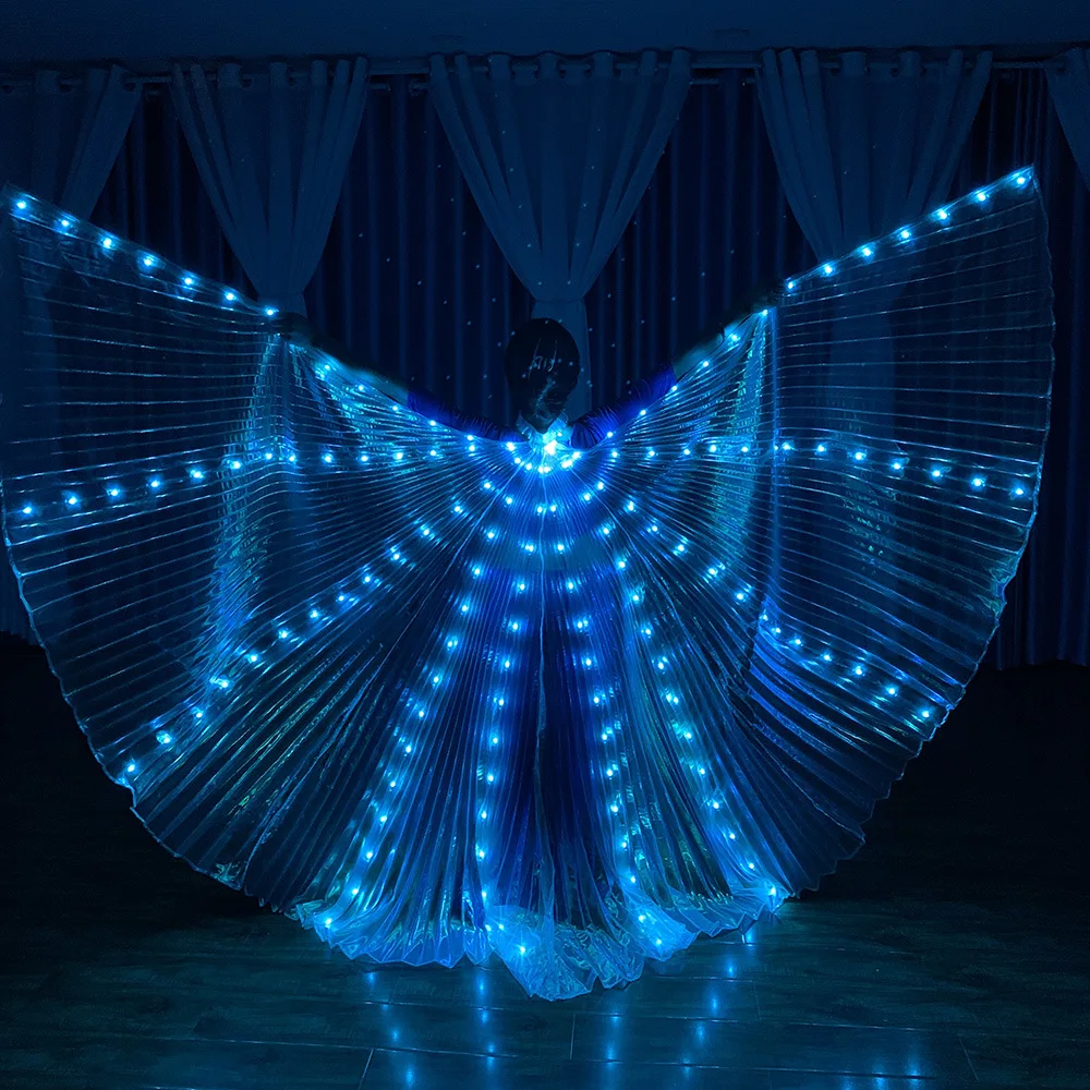 Imagem -05 - Rgb Led Borboleta Isis Asas para Adultos Performance de Dança do Ventre Fluorescente Brilhante Trajes de Dança Show com Controle Remoto