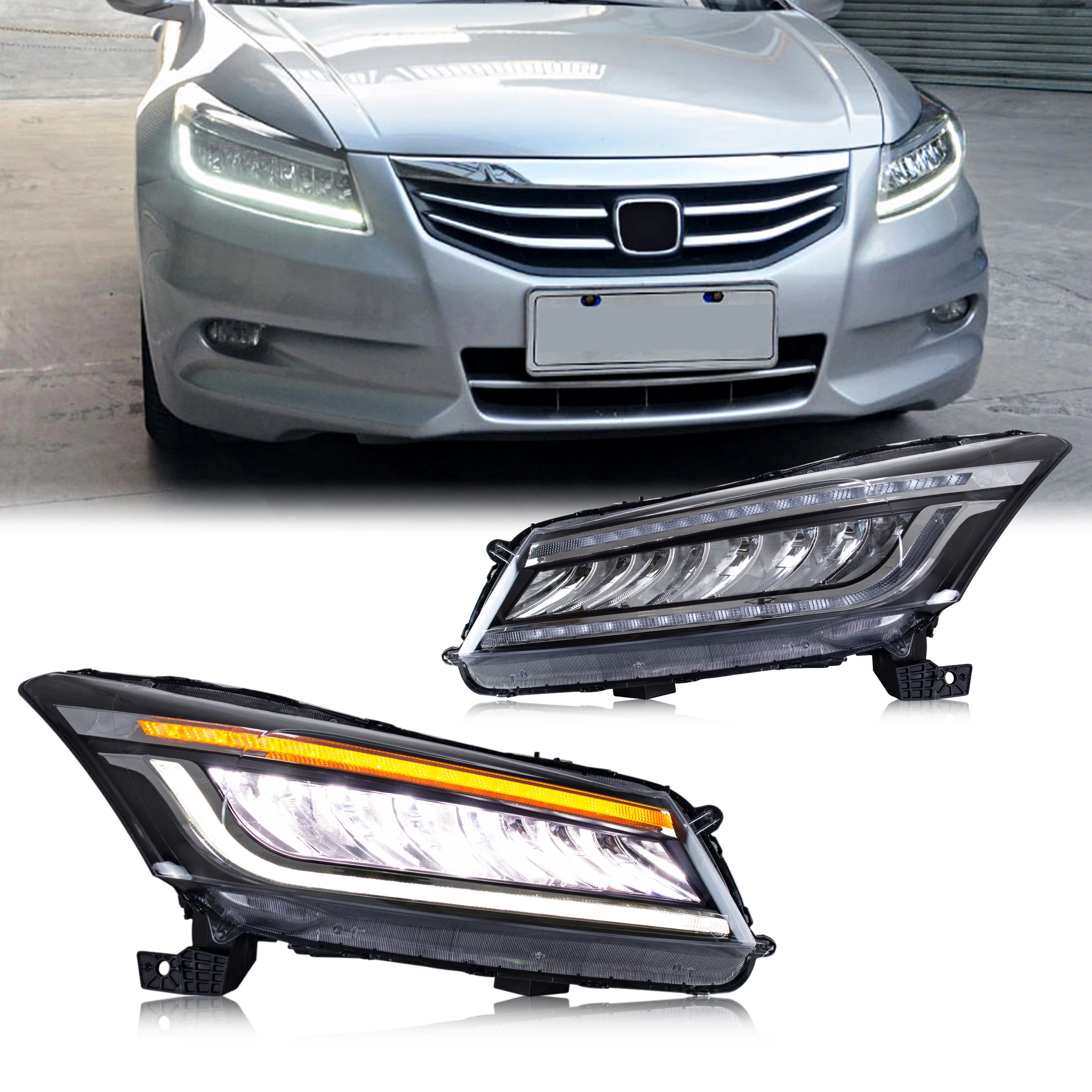 

LED Touring Headlights for Honda Accord 2008-2012 8th Gen Start-up Animation Sequential Turn Signal Front Lamps Asembly