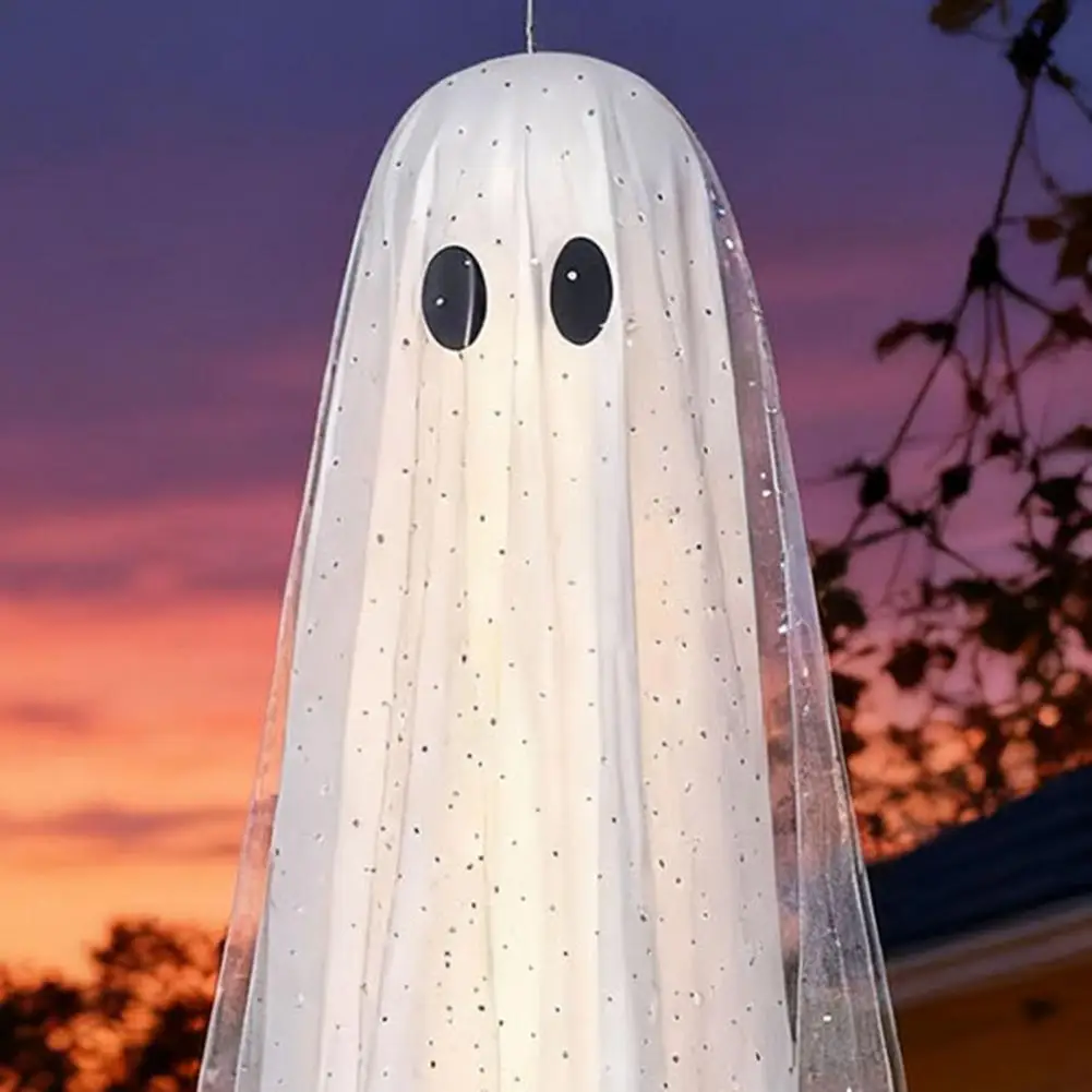 3PCS Glowing Ghost Decorations Remote Control Hanging Ornaments for Indoor/Outdoor Halloween Setup Haunted Garden Ghost Lights