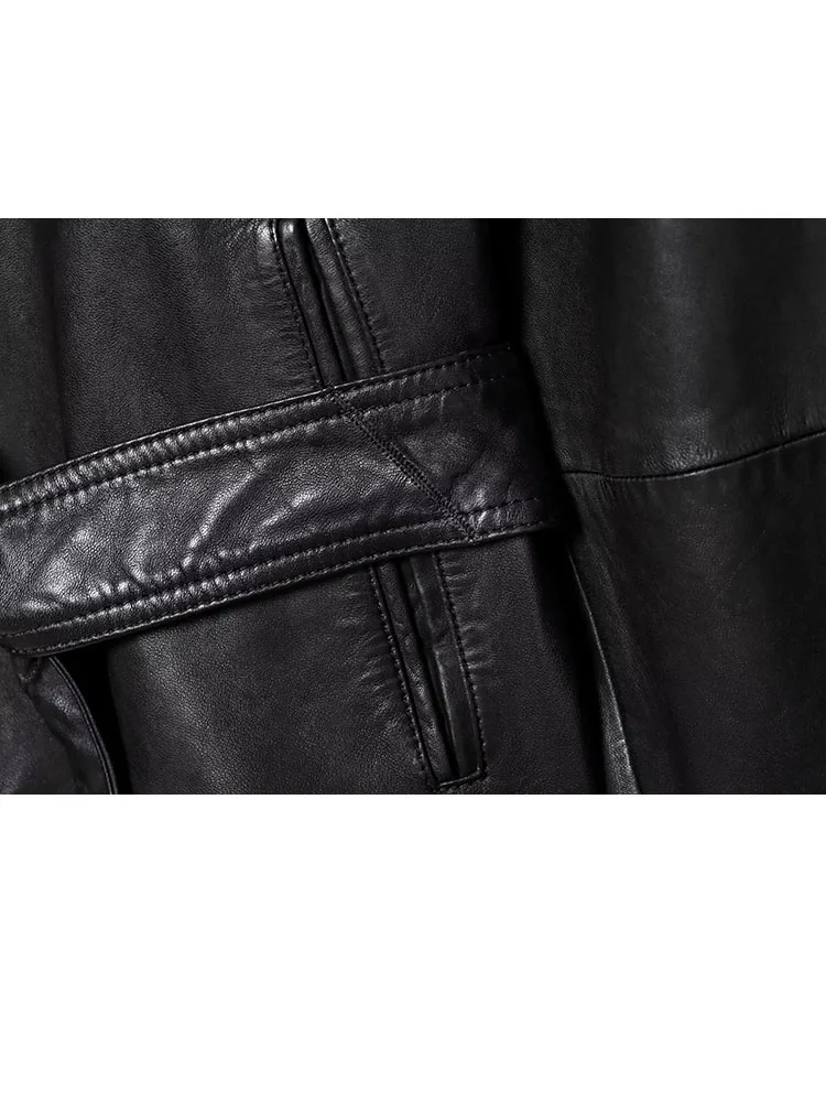 

HH Women's Fashion Vintage Lace-up Faux Leather Short Jacket Female Temperament Simple Casual Versatile Long Sleeve Jacket Mujer