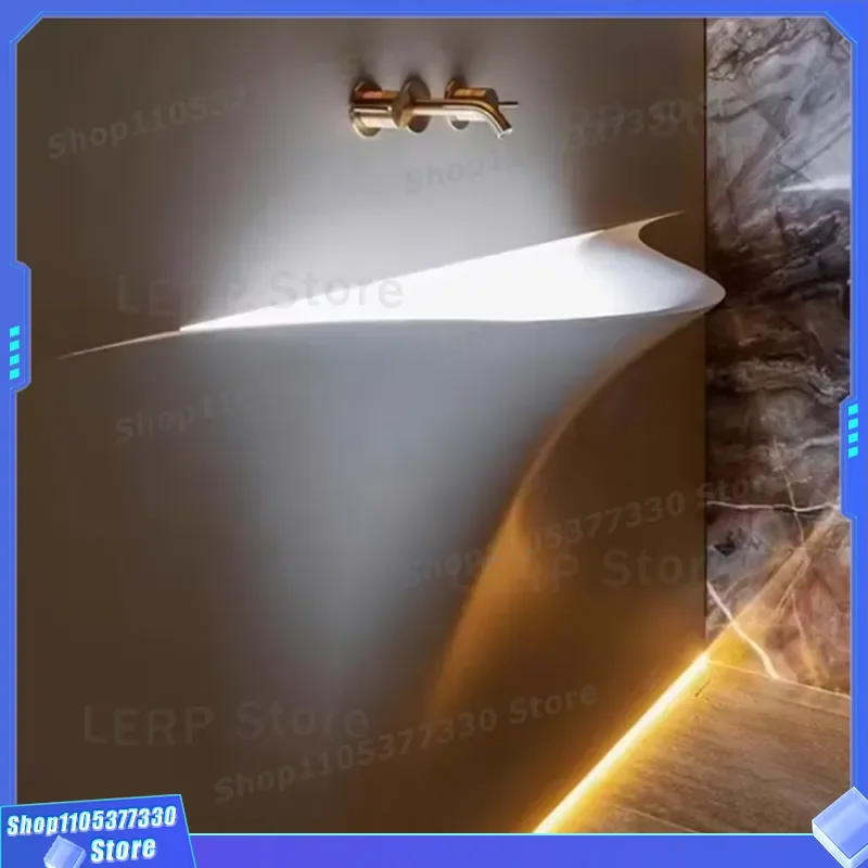 Elegant Acrylic Wall Mounted Wash Basin Modern Design Shopping Mall Sink for Commercial Use High Quality Bathroom Fixture