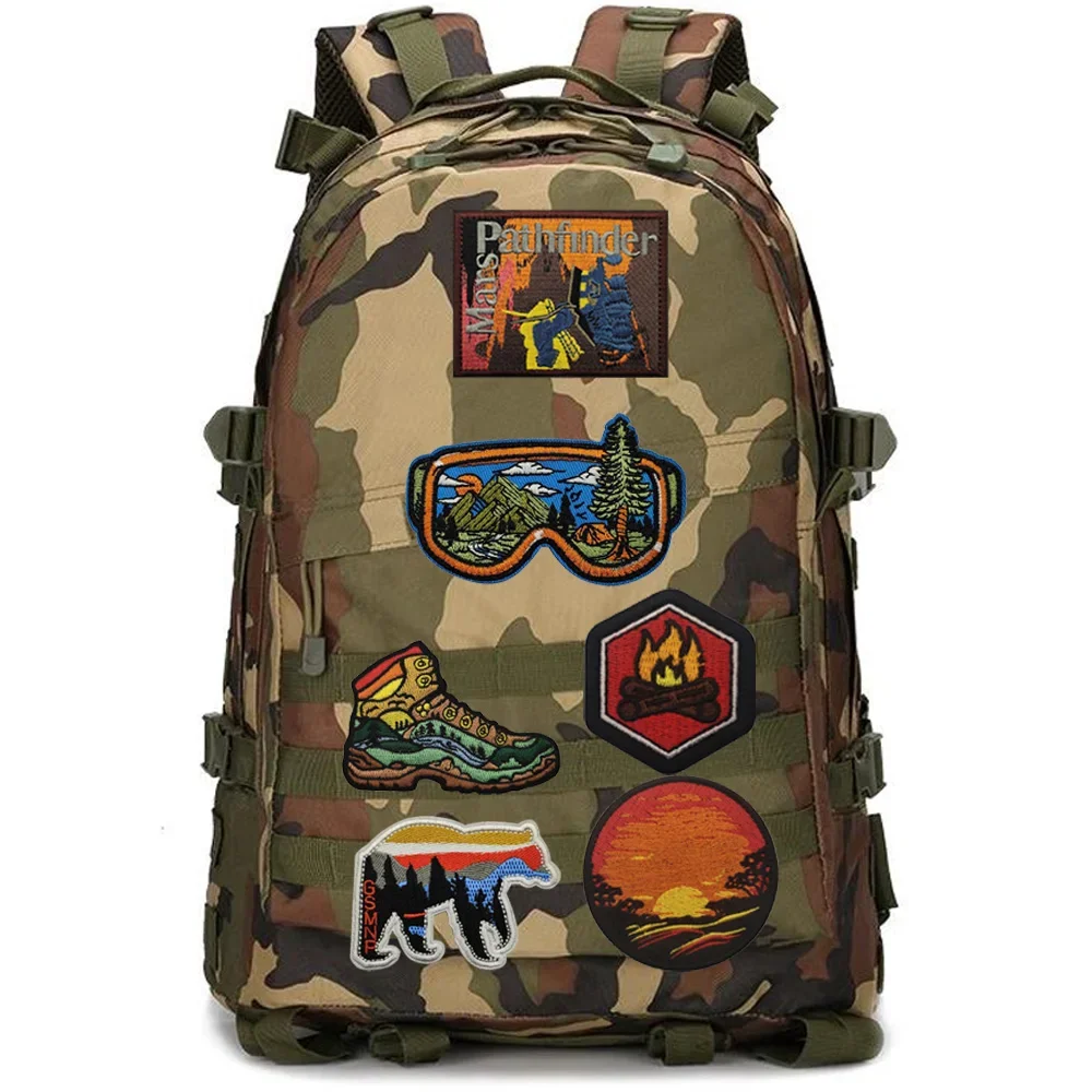 Outdoor Bag Accessories Camping Tent Hiking Shoes Camping Nature Scenery Badge Martian Pioneer Embroidered Backpack Patches