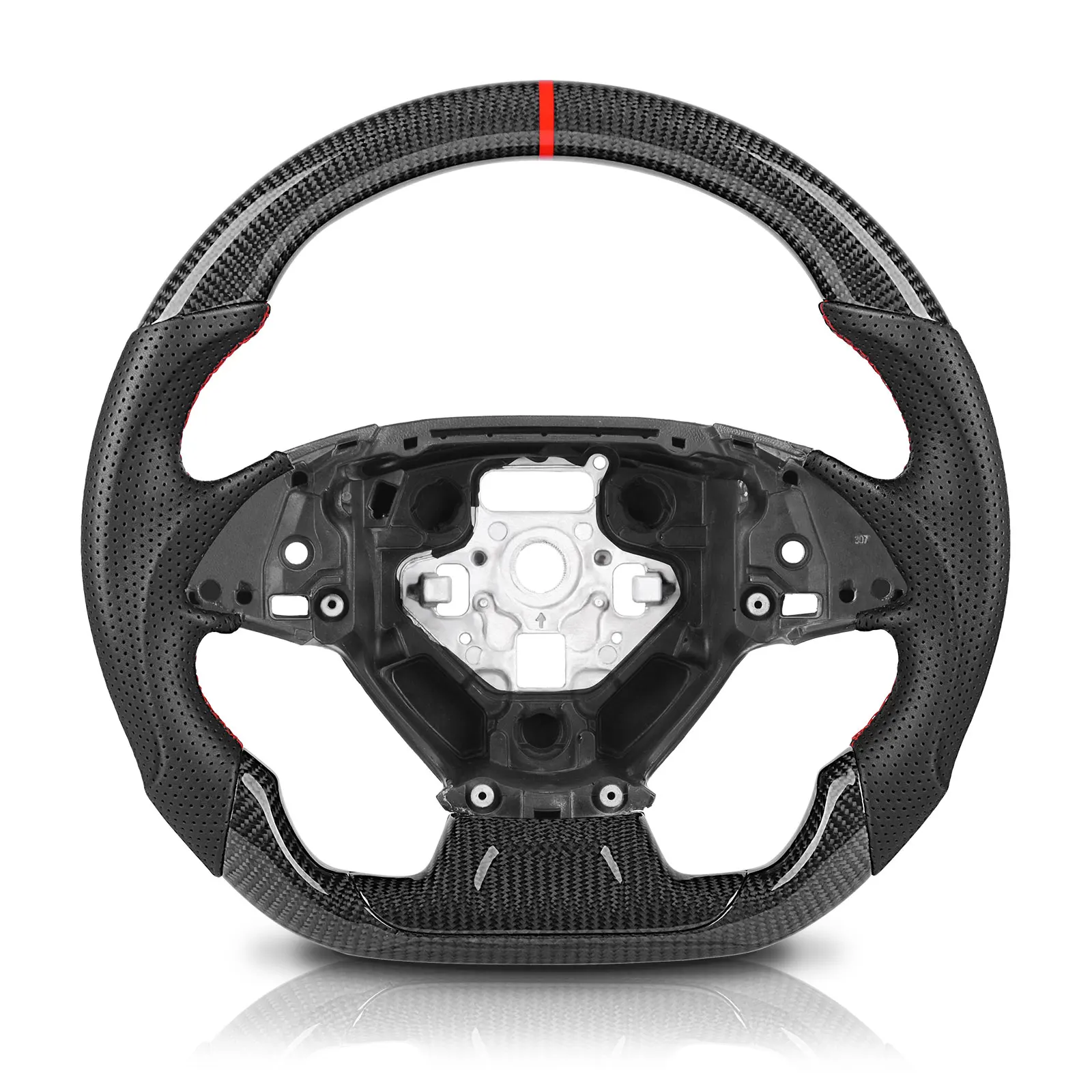 

Carbon Fiber Steering Wheel For Chevrolet Camaro 2016-2024 Perforated Leather D-shape Car Accessories Finger Groove Design