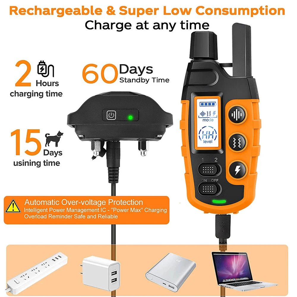 Shock Vibration Beep 3300Ft Electric Dog Training Collar Remote Control Waterproof Pet BehaviorFor 5-120lbs Adjustable training