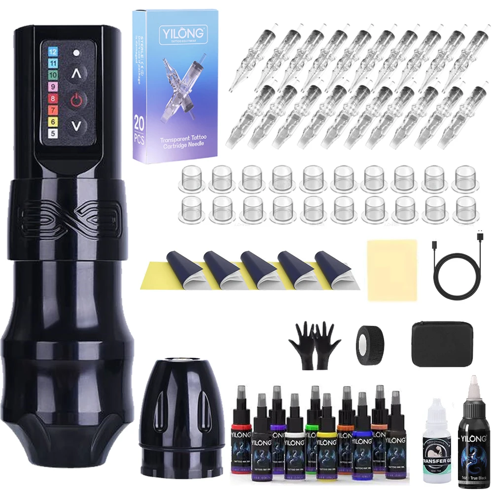 

FLux 2400MAH Large Battery Coreless Motor Tattoo Machine Kit Pen Tattoo Kit Wireless Tattoo Machine Pen for Tattoo Artist