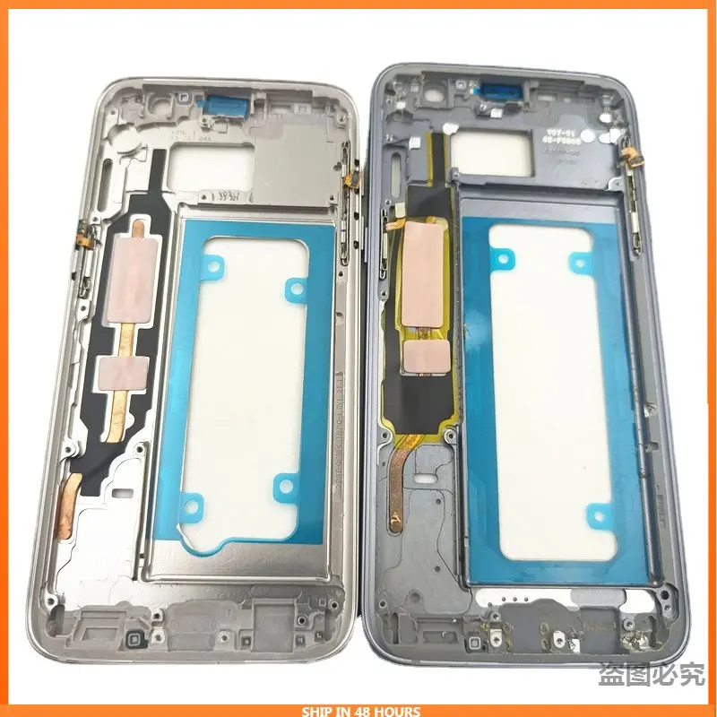 For S7 Edge G935F Middle Frame For Samsung Galaxy S7 G930F Phone Housing Chassis LCD Plate With Power Volume button